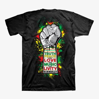 Camiseta Bob Marley - Fist Splatter - Preta