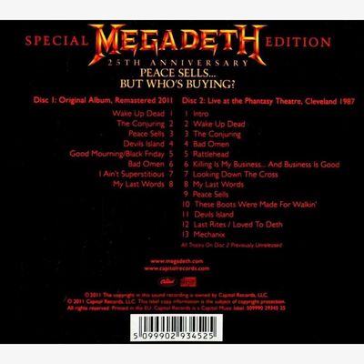 CD Megadeth - Peace Sells...But Who's Buying (2CD - 2011 version) - Importado
