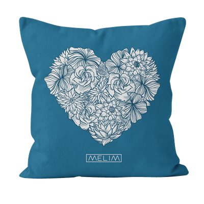 Capa de Almofada Melim - Amores e Flores (Azul)