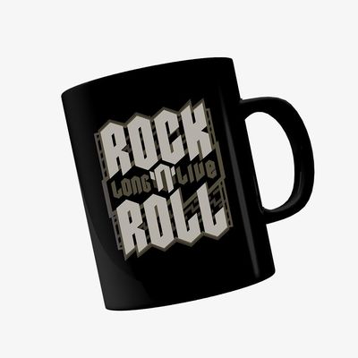 Caneca Vários Artistas - Rock N Roll Long Live (Preta)