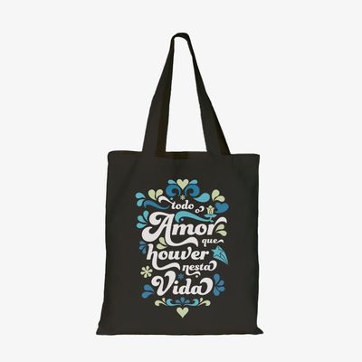 Bolsa Ecobag Cazuza - Todo Amor que Houver Nessa Vida (Preta)