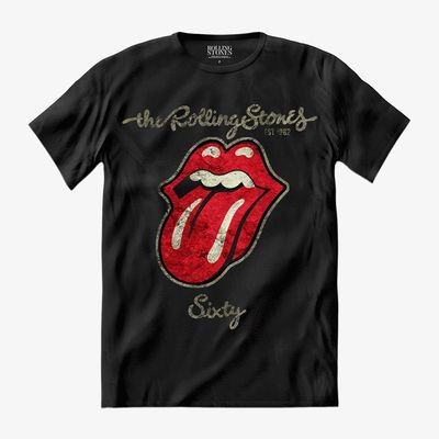 Camiseta The Rolling Stones - 60 PLASTERED TONGUE - Preta