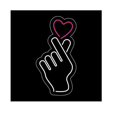 Led Neon Vários Artistas - Coração Coreano_Mão e coração (acrílico)