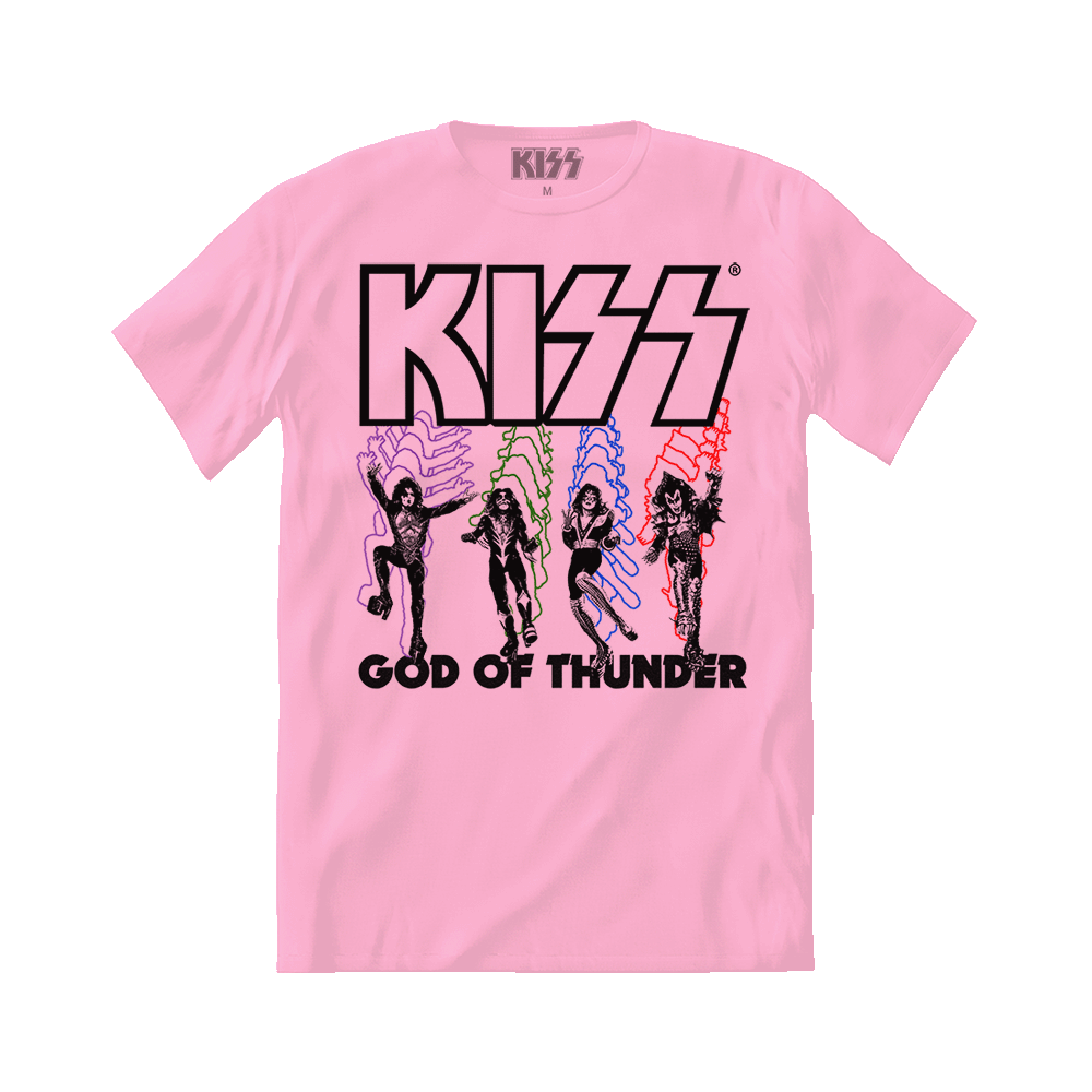 Camiseta Kiss God Of Thunder Pink Tee Universal Music Store